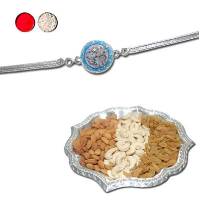 "Rakhi - SIL-6190 A (Single Rakhi), Dryfruit Thali - code RD500 - Click here to View more details about this Product